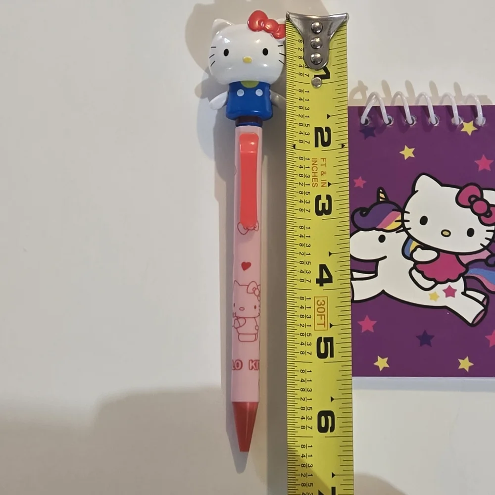 Waving Hello Kitty Pen and With Unicorn Notepad - Pink and Blue